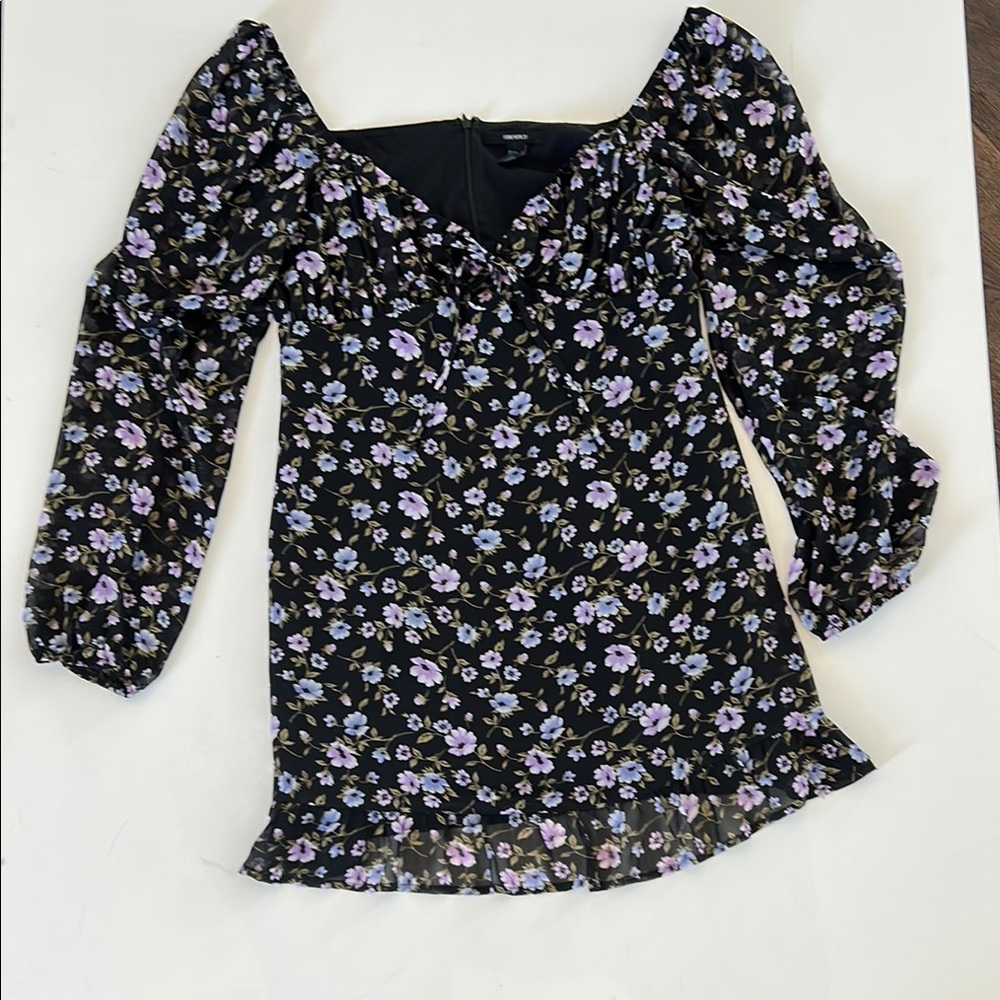 Forever21 - Floral Black & Purple Mini Dress size L